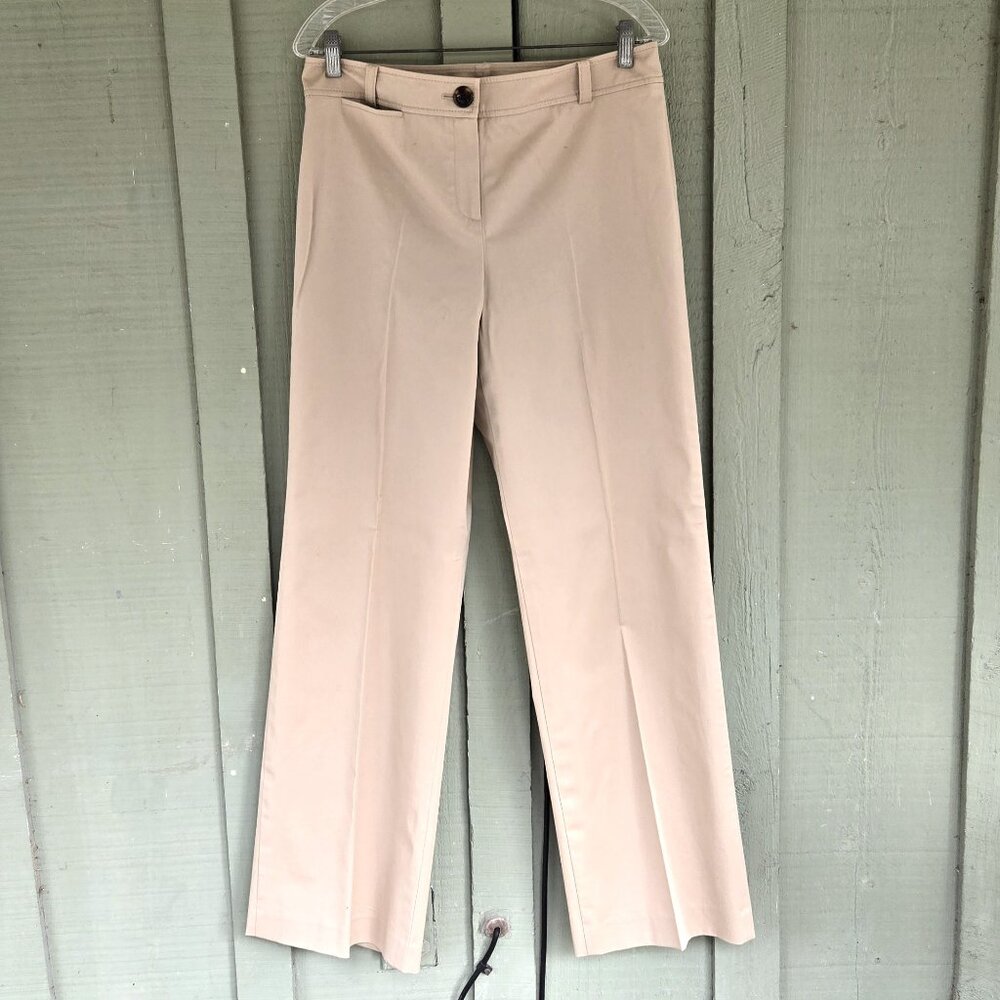 NWT TALBOTS Beige Twill Flare Leg Pants 8 Stretch Cotton